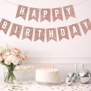 Happy Birthday Glitter Paper Banner Set