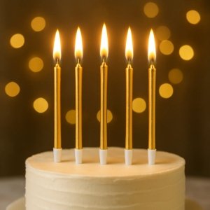 Metallic Slim Long Stick Birthday Candle - 6pcs Set
